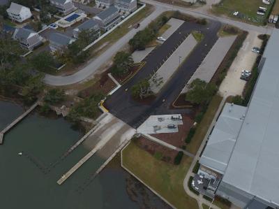 Aerial photo of the boat ramp after renovations