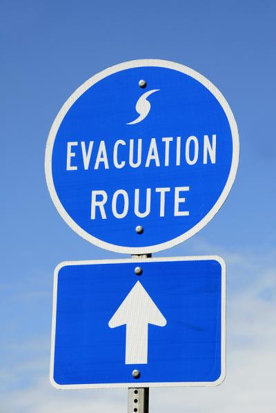 Hurricane Evacuation Route sign