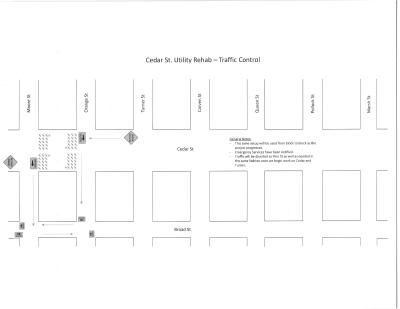 Traffic Schematic for Cedar Street Road Closure #1