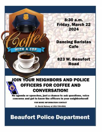 Coffee with a Cop at Dancing Baristas Cafe flyer