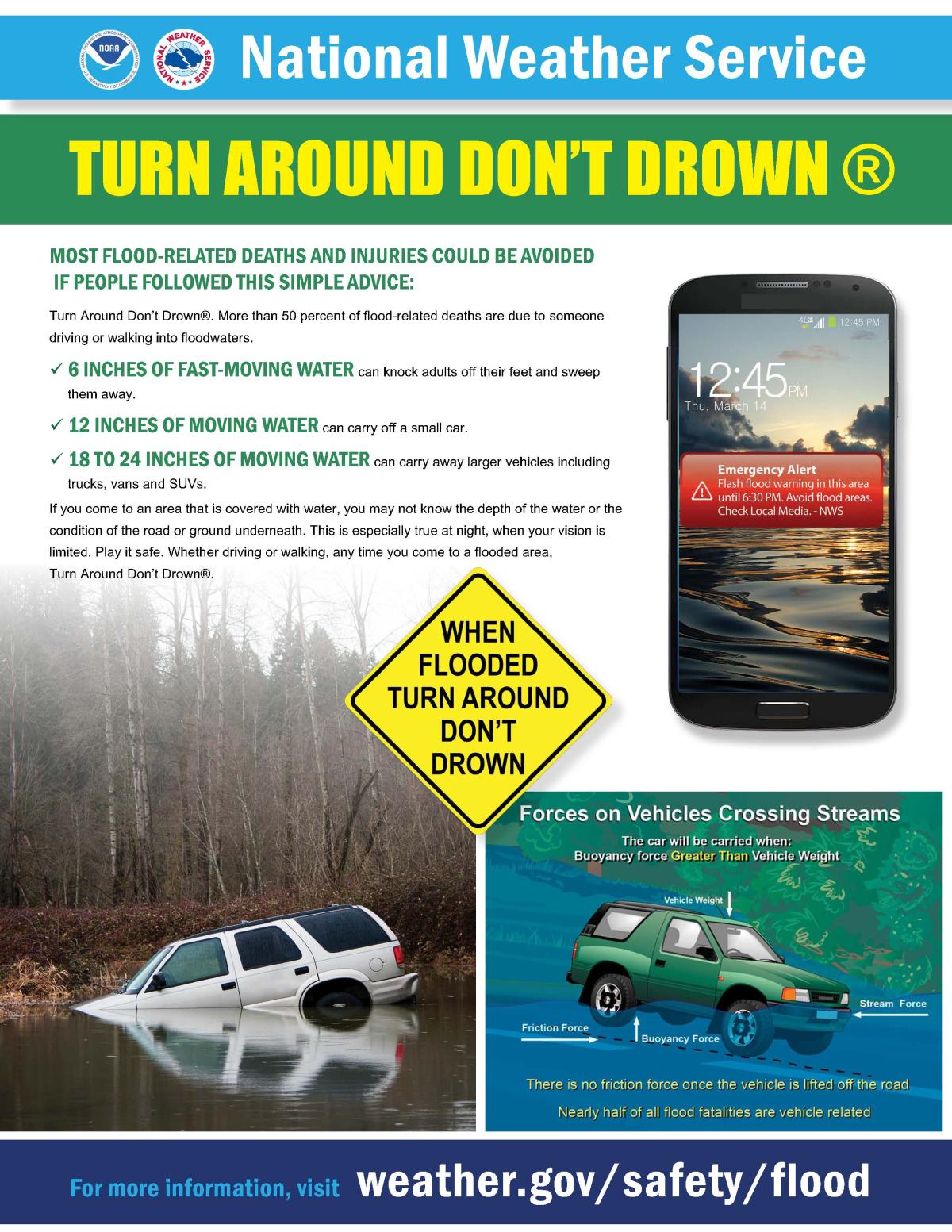 Turn Around Don't Drown Flood Safety