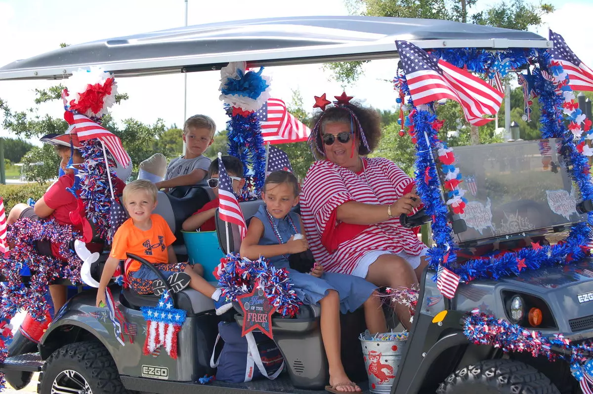 A golf cart in the Fourth of July Parade